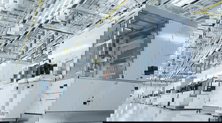 Manufacturing industry with cleanrooms for semiconductor production.