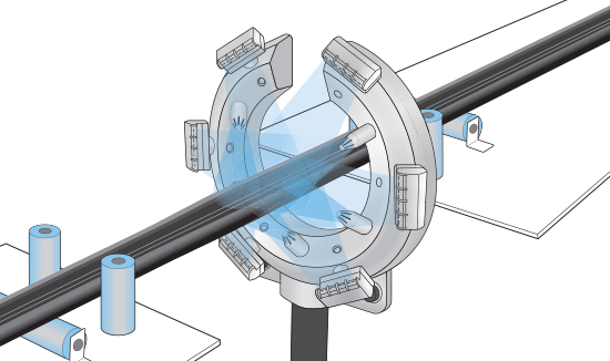 用 SILVENT 455 环形喷嘴清除橡胶条上的碎屑。